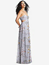 Alt View 4 Thumbnail - Butterfly Botanica Silver Dove Strapless Empire Waist Cutout Maxi Dress with Covered Button Detail