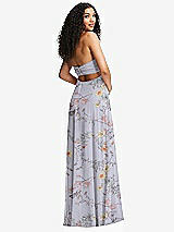 Alt View 7 Thumbnail - Butterfly Botanica Silver Dove Strapless Empire Waist Cutout Maxi Dress with Covered Button Detail