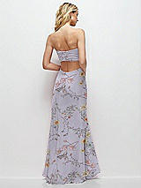 Side View Thumbnail - Butterfly Botanica Silver Dove Strapless Empire Waist Cutout Maxi Dress with Covered Button Detail