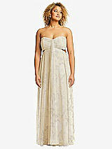 Alt View 1 Thumbnail - Butter Yellow Floral Strapless Empire Waist Cutout Maxi Dress with Covered Button Detail