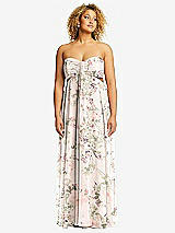Alt View 1 Thumbnail - Blush Garden Strapless Empire Waist Cutout Maxi Dress with Covered Button Detail