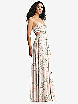 Alt View 6 Thumbnail - Blush Garden Strapless Empire Waist Cutout Maxi Dress with Covered Button Detail