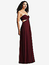 Alt View 6 Thumbnail - Cabernet Strapless Empire Waist Cutout Maxi Dress with Covered Button Detail