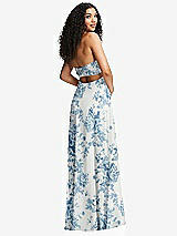 Alt View 7 Thumbnail - Cottage Rose Dusk Blue Strapless Empire Waist Cutout Maxi Dress with Covered Button Detail