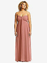 Alt View 1 Thumbnail - Desert Rose Strapless Empire Waist Cutout Maxi Dress with Covered Button Detail