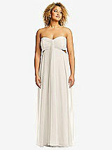 Alt View 1 Thumbnail - Ivory Strapless Empire Waist Cutout Maxi Dress with Covered Button Detail
