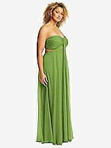 Alt View 2 Thumbnail - Peridot Green Strapless Empire Waist Cutout Maxi Dress with Covered Button Detail