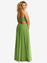 Alt View 3 Thumbnail - Peridot Green Strapless Empire Waist Cutout Maxi Dress with Covered Button Detail