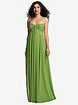 Alt View 5 Thumbnail - Peridot Green Strapless Empire Waist Cutout Maxi Dress with Covered Button Detail