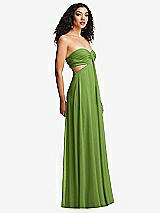 Alt View 6 Thumbnail - Peridot Green Strapless Empire Waist Cutout Maxi Dress with Covered Button Detail