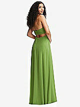 Alt View 7 Thumbnail - Peridot Green Strapless Empire Waist Cutout Maxi Dress with Covered Button Detail