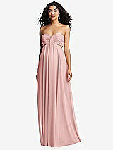 Alt View 5 Thumbnail - Rose Strapless Empire Waist Cutout Maxi Dress with Covered Button Detail