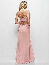 Side View Thumbnail - Rose Strapless Empire Waist Cutout Maxi Dress with Covered Button Detail