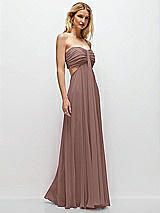 Rear View Thumbnail - Sienna Strapless Empire Waist Cutout Maxi Dress with Covered Button Detail