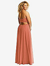 Alt View 3 Thumbnail - Terracotta Copper Strapless Empire Waist Cutout Maxi Dress with Covered Button Detail