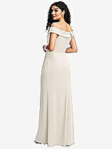 Rear View Thumbnail - Ivory Cuffed Off-the-Shoulder Pleated Faux Wrap Maxi Dress