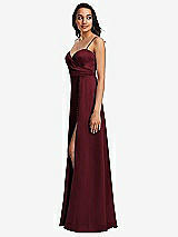 Side View Thumbnail - Cabernet Adjustable Strap Faux Wrap Maxi Dress with Covered Button Details