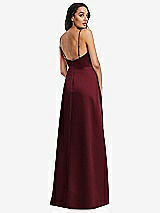Rear View Thumbnail - Cabernet Adjustable Strap Faux Wrap Maxi Dress with Covered Button Details