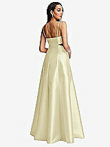 Rear View Thumbnail - Butter Yellow Open Neckline Cutout Satin Twill A-Line Gown with Pockets