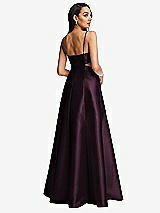 Rear View Thumbnail - Deep Plum Open Neckline Cutout Satin Twill A-Line Gown with Pockets