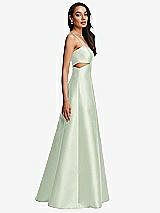 Side View Thumbnail - Mint Green Open Neckline Cutout Satin Twill A-Line Gown with Pockets