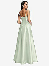 Rear View Thumbnail - Mint Green Open Neckline Cutout Satin Twill A-Line Gown with Pockets