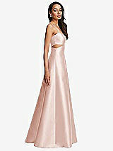 Side View Thumbnail - Blush Open Neckline Cutout Satin Twill A-Line Gown with Pockets