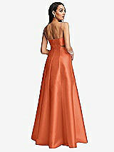 Rear View Thumbnail - Portofino Orange Open Neckline Cutout Satin Twill A-Line Gown with Pockets