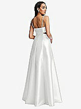 Rear View Thumbnail - White Open Neckline Cutout Satin Twill A-Line Gown with Pockets