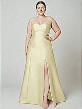 Alt View 2 Thumbnail - Butter Yellow Strapless A-line Satin Gown with Modern Bow Detail