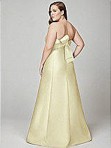 Alt View 3 Thumbnail - Butter Yellow Strapless A-line Satin Gown with Modern Bow Detail