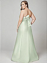 Alt View 3 Thumbnail - Mint Green Strapless A-line Satin Gown with Modern Bow Detail