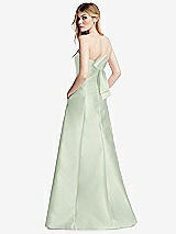 Side View Thumbnail - Mint Green Strapless A-line Satin Gown with Modern Bow Detail