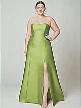 Alt View 2 Thumbnail - Mojito Strapless A-line Satin Gown with Modern Bow Detail
