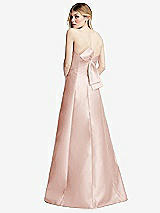 Front View Thumbnail - Blush Strapless A-line Satin Gown with Modern Bow Detail