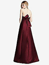 Front View Thumbnail - Cabernet Strapless A-line Satin Gown with Modern Bow Detail