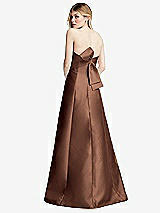 Front View Thumbnail - Cognac Strapless A-line Satin Gown with Modern Bow Detail