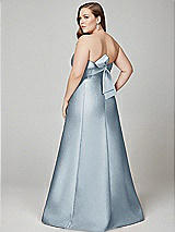 Alt View 3 Thumbnail - Mist Strapless A-line Satin Gown with Modern Bow Detail