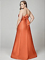 Alt View 3 Thumbnail - Portofino Orange Strapless A-line Satin Gown with Modern Bow Detail