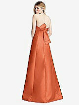 Front View Thumbnail - Portofino Orange Strapless A-line Satin Gown with Modern Bow Detail