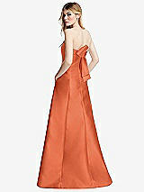 Side View Thumbnail - Portofino Orange Strapless A-line Satin Gown with Modern Bow Detail