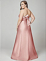Alt View 3 Thumbnail - Rose Strapless A-line Satin Gown with Modern Bow Detail
