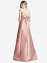 Front View Thumbnail - Rose Strapless A-line Satin Gown with Modern Bow Detail