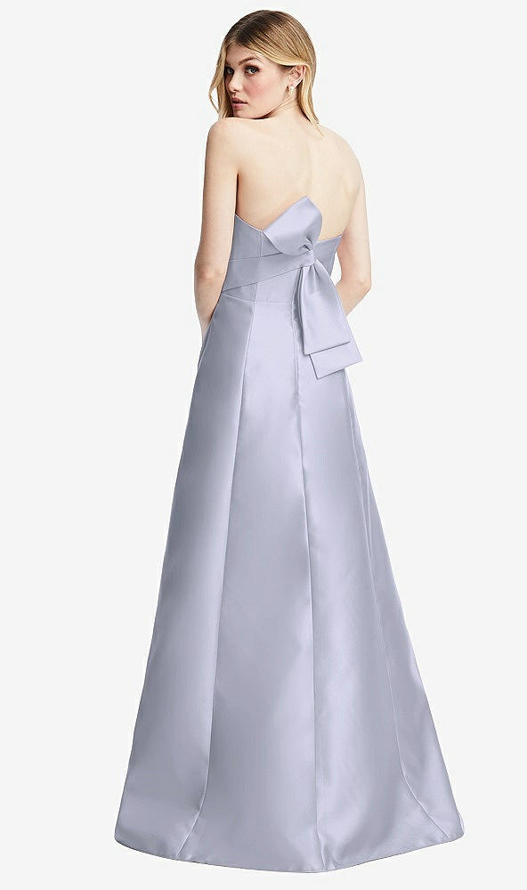 Front View - Silver Dove Strapless A-line Satin Gown with Modern Bow Detail
