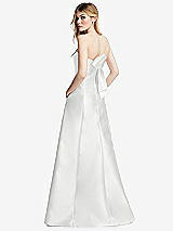 Side View Thumbnail - White Strapless A-line Satin Gown with Modern Bow Detail
