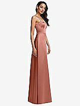 Side View Thumbnail - Desert Rose Bustier A-Line Maxi Dress with Adjustable Spaghetti Straps