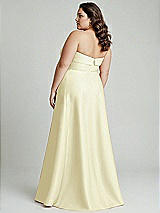Alt View 2 Thumbnail - Butter Yellow Strapless Bias Cuff Bodice Satin Gown with Pockets