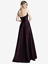 Alt View 4 Thumbnail - Deep Plum Strapless Bias Cuff Bodice Satin Gown with Pockets