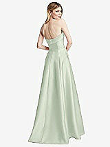 Alt View 4 Thumbnail - Mint Green Strapless Bias Cuff Bodice Satin Gown with Pockets