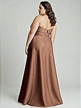 Alt View 2 Thumbnail - Cognac Strapless Bias Cuff Bodice Satin Gown with Pockets